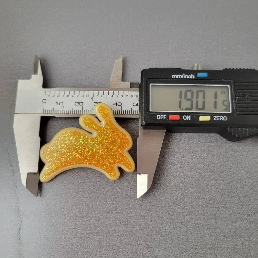 Yellow Glitter Bunny Brooch Resin 1.9